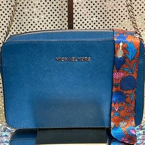 Michael Kors Vibrant Blue Crossbody Bag Approx. 9.5 x 7 x 2
